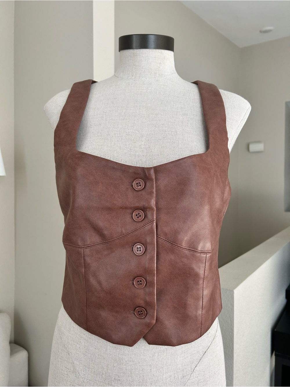 Avec Les Filles Faux Leather Vintage Vest